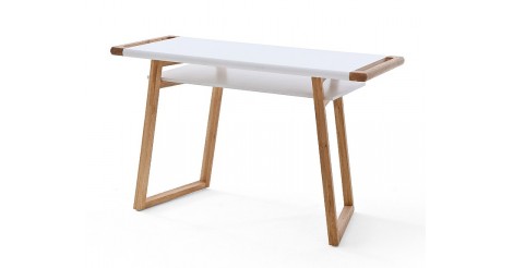 Písací stôl Taron (biela, dub)