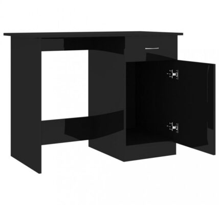 Písací stôl so skrinkou 100×50 cm Dekorhome Čierna lesk