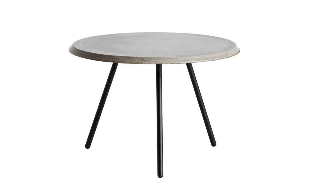 Konferenčný stolík "Soround", 14 variantov – Woud Varianta: Ø 60 cm – laminát, sivý | čierne nohy (39,5 cm)
