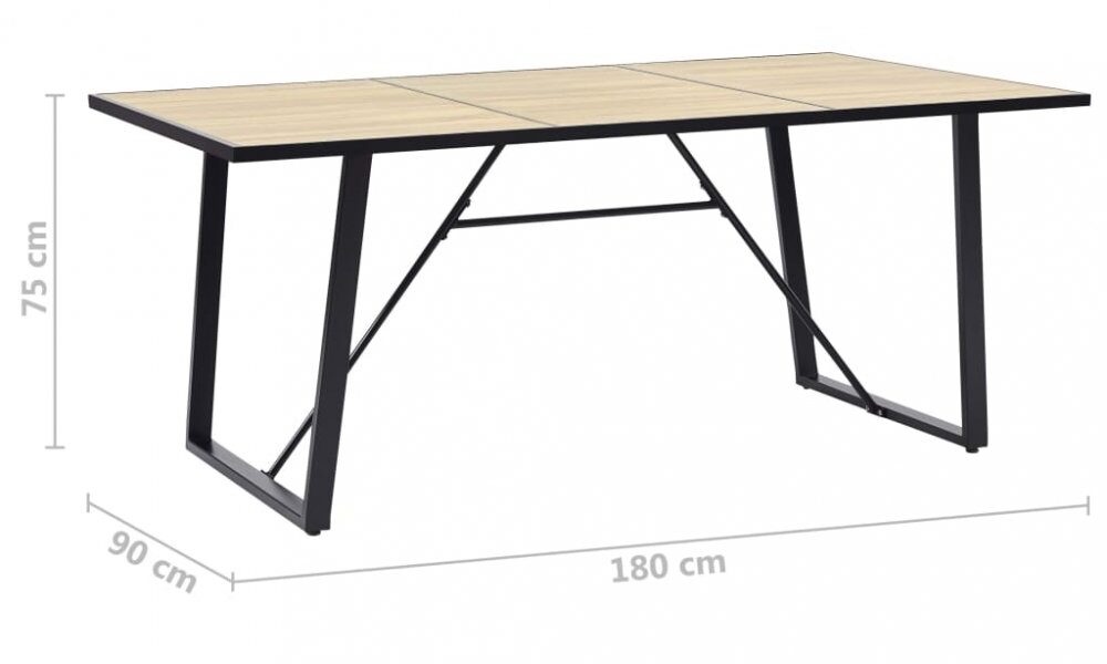 Jedálenský stôl dub / čierna Dekorhome 180x90x75 cm