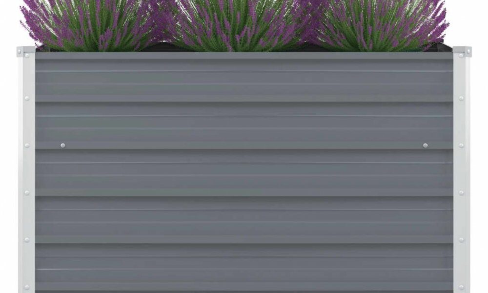 Vyvýšený záhradný truhlík 100 x 100 x 77 cm pozinkovaná oceľ Sivá