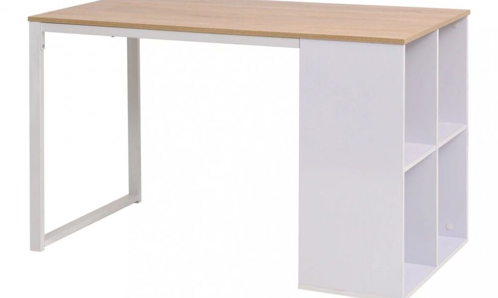 Písací stôl s regálom 120×60 cm Dekorhome Biela / dub