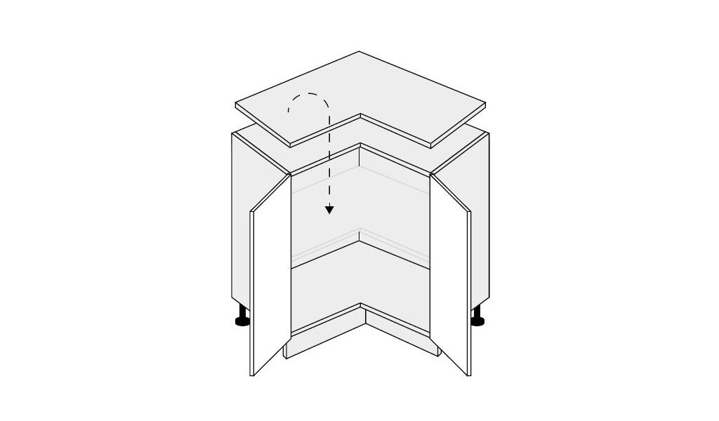 ArtExt Kuchynská skrinka spodná rohová, D12/90 Essen FAREBNÉ PREVEDENIE KORPUSU: Biela alpská, Polica: ÁNO