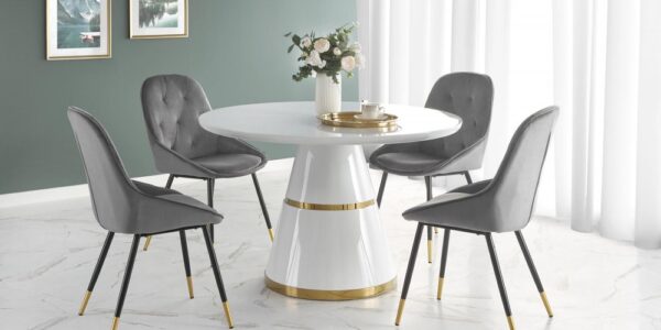 Jedálenský stôl VEGAS biela / zlatá,Jedálenský stôl VEGAS biela / zlatá