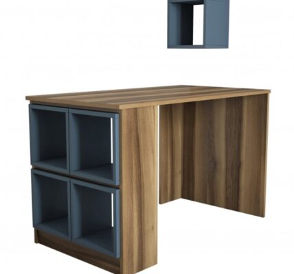 Sconto Písací stôl BOX orech/modrá