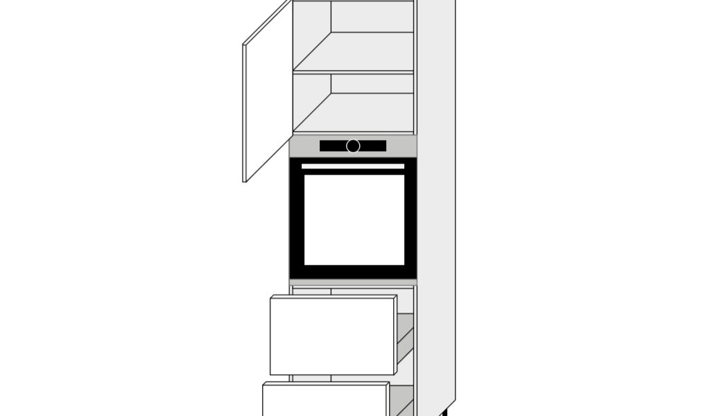 ArtExt Kuchynská skrinka vysoká, D14/RU/2 356 Essen Farba korpusu: Grey – Blum D14/RU/2M 356