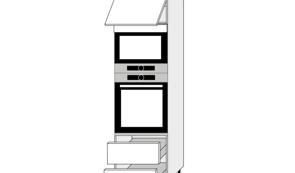 ArtExt Kuchynská skrinka vysoká, D14/RU/2 284 Essen Farba korpusu: Biela – Blum D14/RU/2M 284