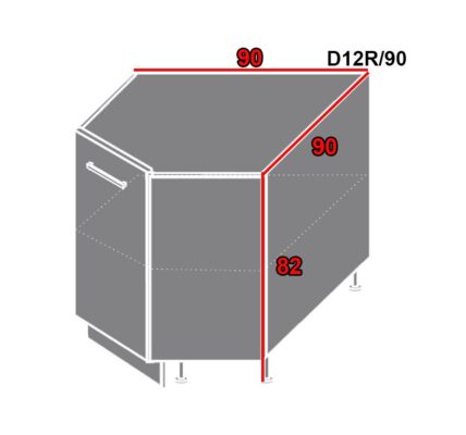 EXT Spodná kuchynská skrinka Silver D12R/90 FAREBNÉ PREVEDENIE KORPUSU: Lava, FAREBNÉ PREVEDENIE DVIEROK SILVER: Black pine