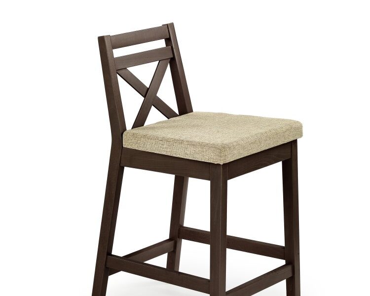 Nízka barová stolička BORYS LOW drevo / látka Orech tmavý,Nízka barová stolička BORYS LOW drevo / látka Orech tmavý