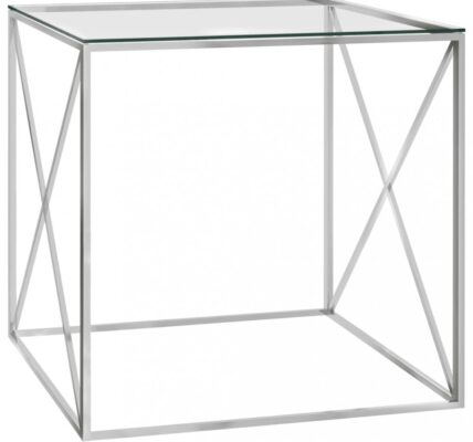 Konferenčný stolík sklo / oceľ Dekorhome Strieborná,Konferenčný stolík sklo / oceľ Dekorhome Strieborná