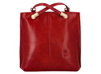 Dámska kožená batôžky-kabelka Vera Pelle Amelia – červená