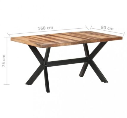 Jedálenský stôl masívne drevo / oceľ Dekorhome 160x80x75 cm,Jedálenský stôl masívne drevo / oceľ Dekorhome 160x80x75 cm