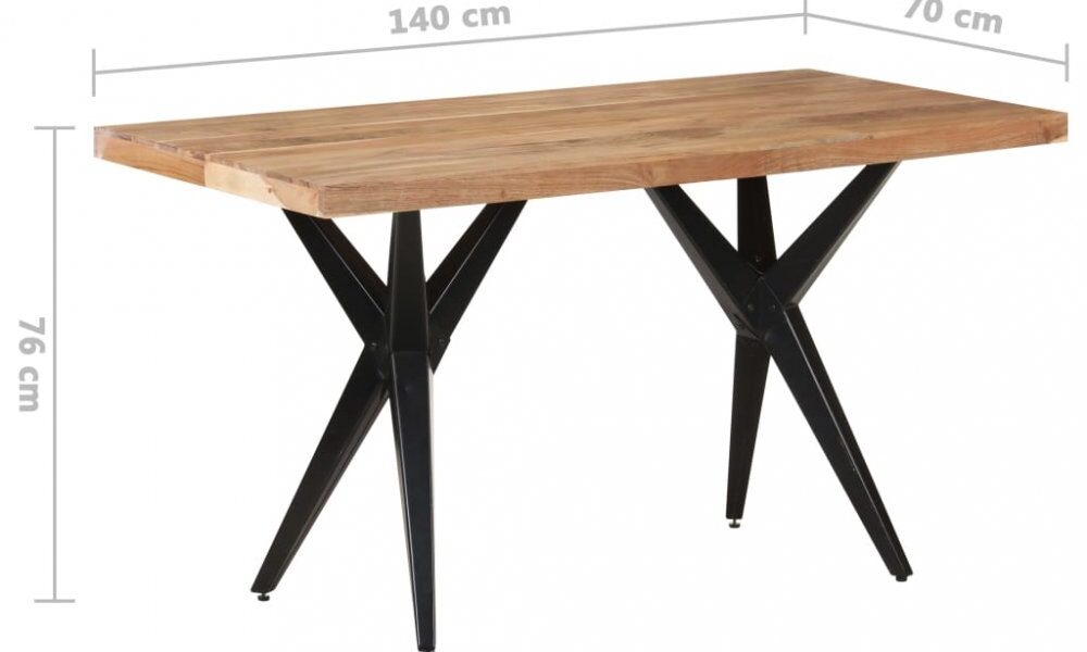 Jedálenský stôl masívne drevo / oceľ Dekorhome 140x70x76 cm,Jedálenský stôl masívne drevo / oceľ Dekorhome 140x70x76 cm