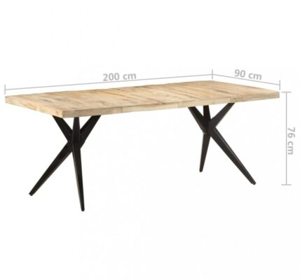 Jedálenský stôl masívne drevo / oceľ Dekorhome 200x90x76 cm,Jedálenský stôl masívne drevo / oceľ Dekorhome 200x90x76 cm