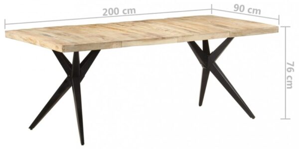 Jedálenský stôl masívne drevo / oceľ Dekorhome 200x90x76 cm,Jedálenský stôl masívne drevo / oceľ Dekorhome 200x90x76 cm