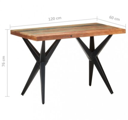 Jedálenský stôl masívne drevo / oceľ Dekorhome 120x60x76 cm,Jedálenský stôl masívne drevo / oceľ Dekorhome 120x60x76 cm