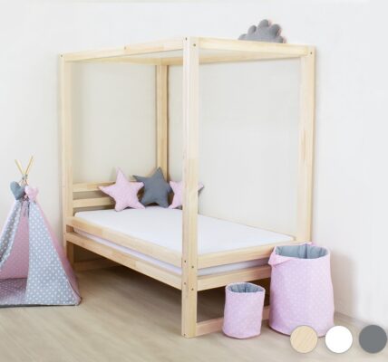 Benlemi Jednolôžková posteľ BALDEE Zvoľte farbu: Transparentná vosková lazura matná, Rozmer: 90 x 200 cm