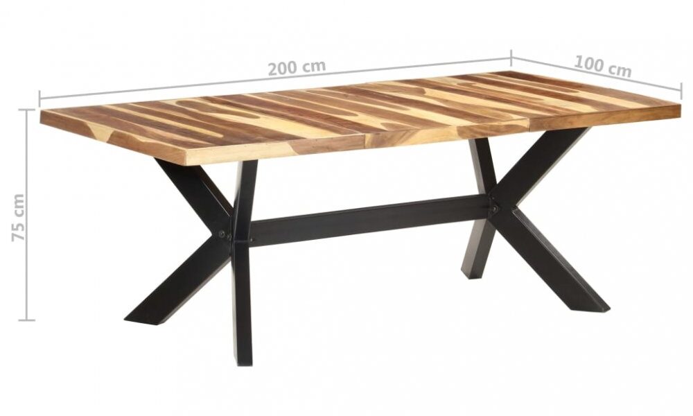 Jedálenský stôl masívne drevo / oceľ Dekorhome 200x100x75 cm,Jedálenský stôl masívne drevo / oceľ Dekorhome 200x100x75 cm