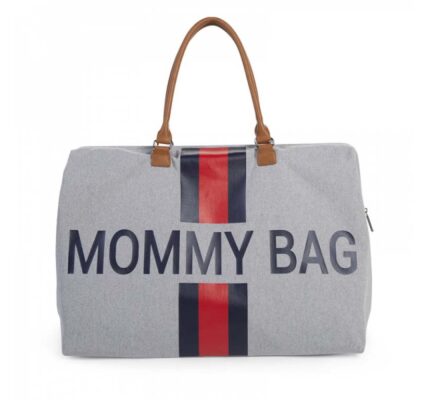 CHILDHOME Prebaľovacia taška Mommy Bag Grey Stripes Red/Blue