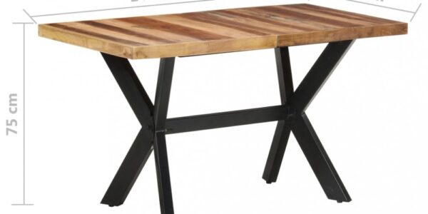 Jedálenský stôl masívne drevo / oceľ Dekorhome 140x70x75 cm,Jedálenský stôl masívne drevo / oceľ Dekorhome 140x70x75 cm
