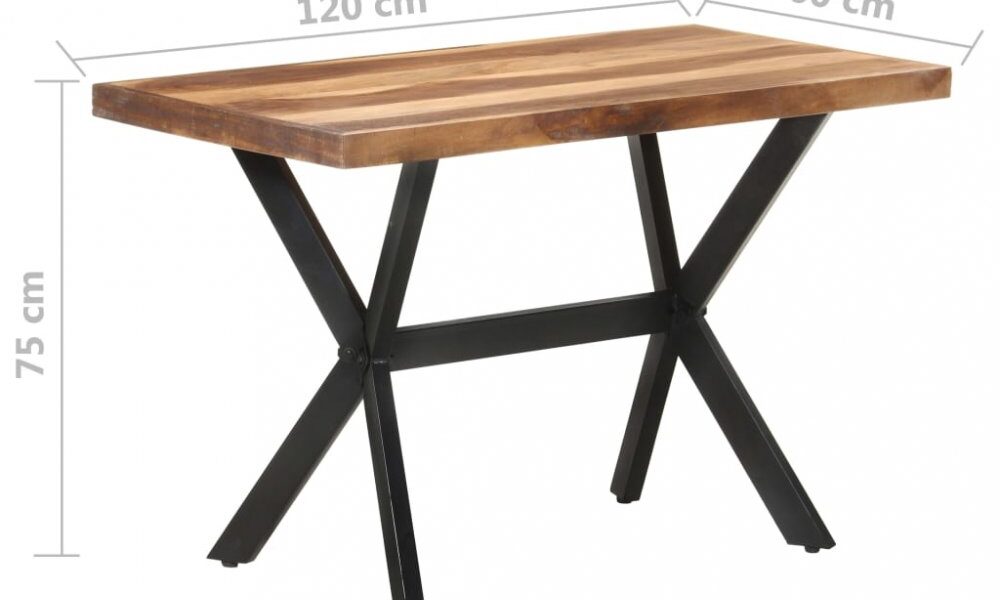 Jedálenský stôl masívne drevo / oceľ Dekorhome 120x60x75 cm,Jedálenský stôl masívne drevo / oceľ Dekorhome 120x60x75 cm