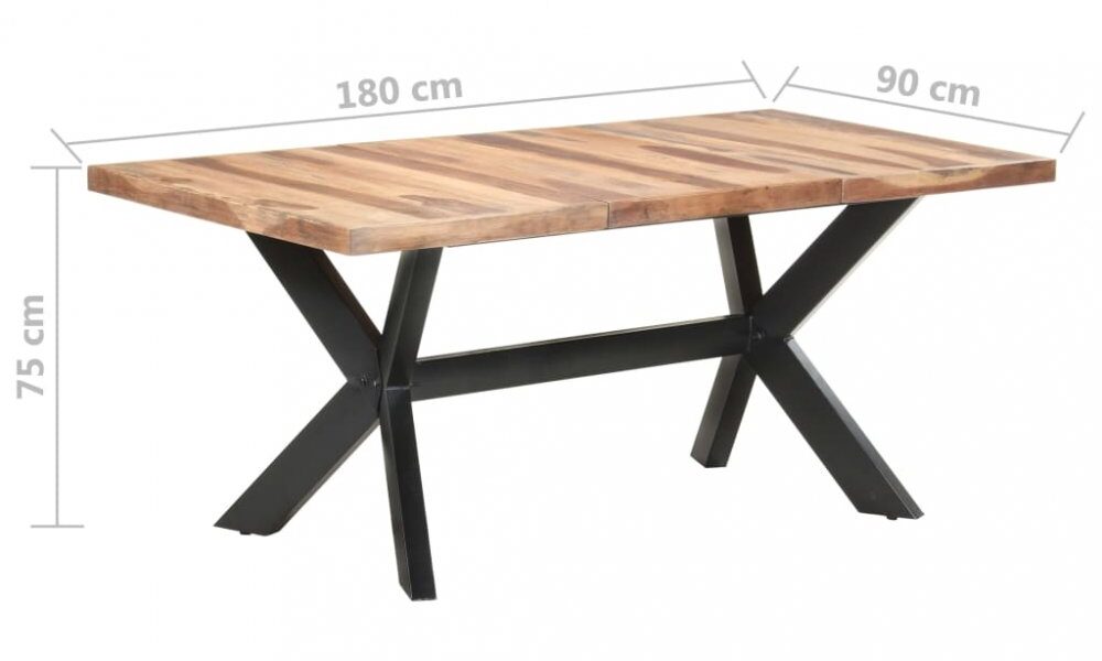Jedálenský stôl masívne drevo / oceľ Dekorhome 180x90x75 cm,Jedálenský stôl masívne drevo / oceľ Dekorhome 180x90x75 cm