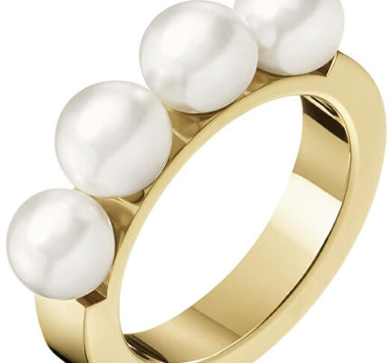 Calvin Klein Pozlátený prsteň s perličkami Circling KJAKJR1401 52 mm