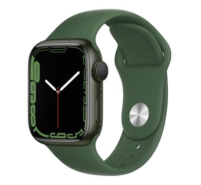 Apple Watch Series 7 GPS, 45mm Green Aluminium Case with Clover Sport Band – Regular MKN73VR/A