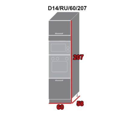 EXT Kuchynská skriňa Pescara D14RU/60/207 FAREBNÉ PREVEDENIE KORPUSU: Lava, FAREBNÉ PREVEDENIE DVIEROK ICA: ICA 0238