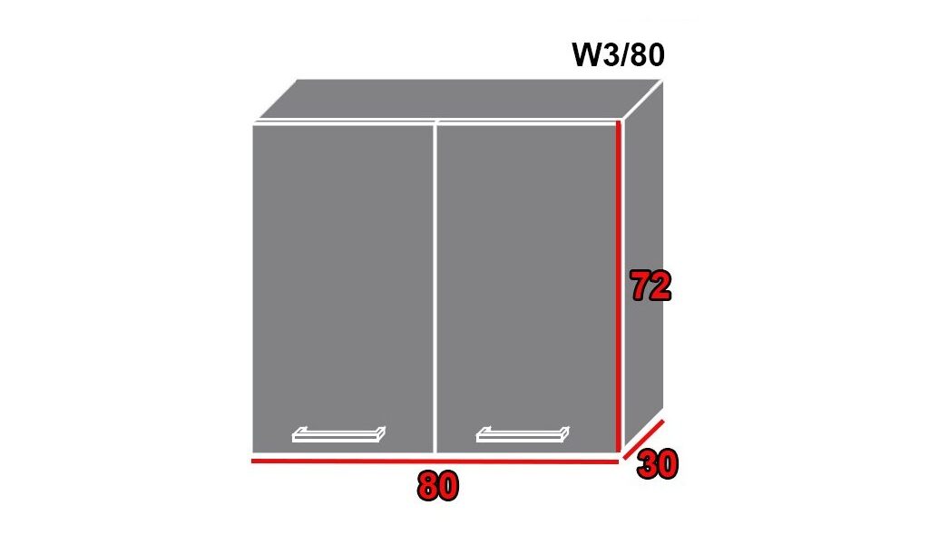 EXT Vrchná kuchynská skrinka Tivoli W3/80 FAREBNÉ PREVEDENIE KORPUSU: Lava, FAREBNÉ PREVEDENIE DVIEROK ICA: ICA 0123