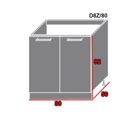 EXT Spodná kuchynská skrinka Pescara D8Z/80 FAREBNÉ PREVEDENIE KORPUSU: Grey, FAREBNÉ PREVEDENIE DVIEROK ICA: RAL 9010