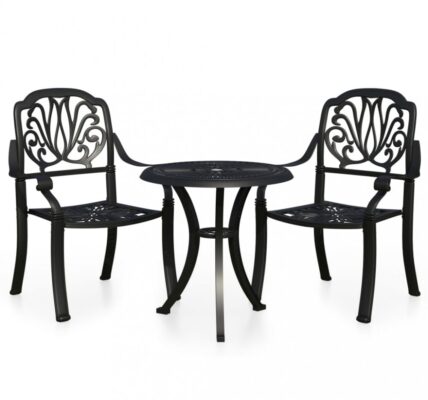 Záhradný bistro set 3 ks liaty hliník Dekorhome Čierna,Záhradný bistro set 3 ks liaty hliník Dekorhome Čierna