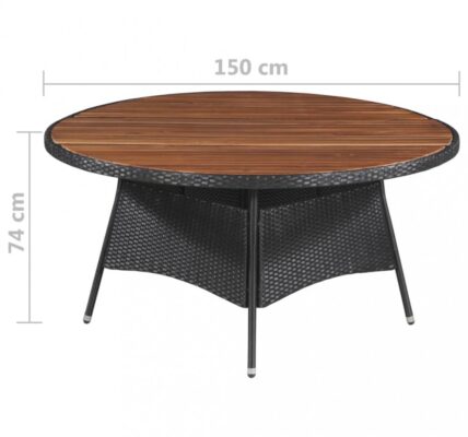 Záhradný stôl polyratan / akácia Dekorhome 150 cm,Záhradný stôl polyratan / akácia Dekorhome 150 cm