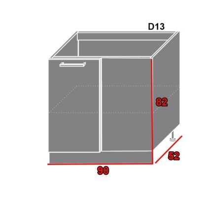 EXT Spodná kuchynská skrinka Tivoli D13 U FAREBNÉ PREVEDENIE KORPUSU: Grey, FAREBNÉ PREVEDENIE DVIEROK ICA: ICA 0162