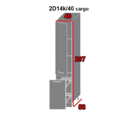 EXT Kuchynská skriňa Tivoli 2D14K/40 kargo FAREBNÉ PREVEDENIE KORPUSU: Lava, FAREBNÉ PREVEDENIE DVIEROK ICA: RAL 9005