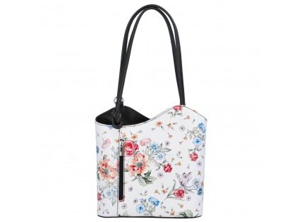 Dámska kožená batôžko-kabelka Vera Pelle Delia – kvetovaná