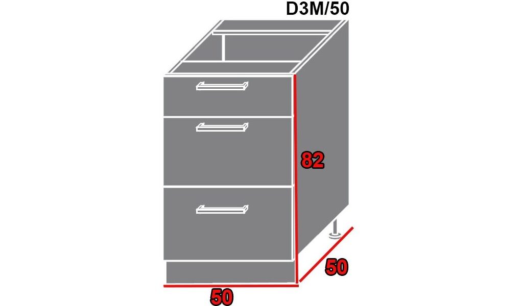 EXT Spodná kuchynská skrinka Tivoli D3M/50 FAREBNÉ PREVEDENIE KORPUSU: Lava, FAREBNÉ PREVEDENIE DVIEROK ICA: ICA 0186