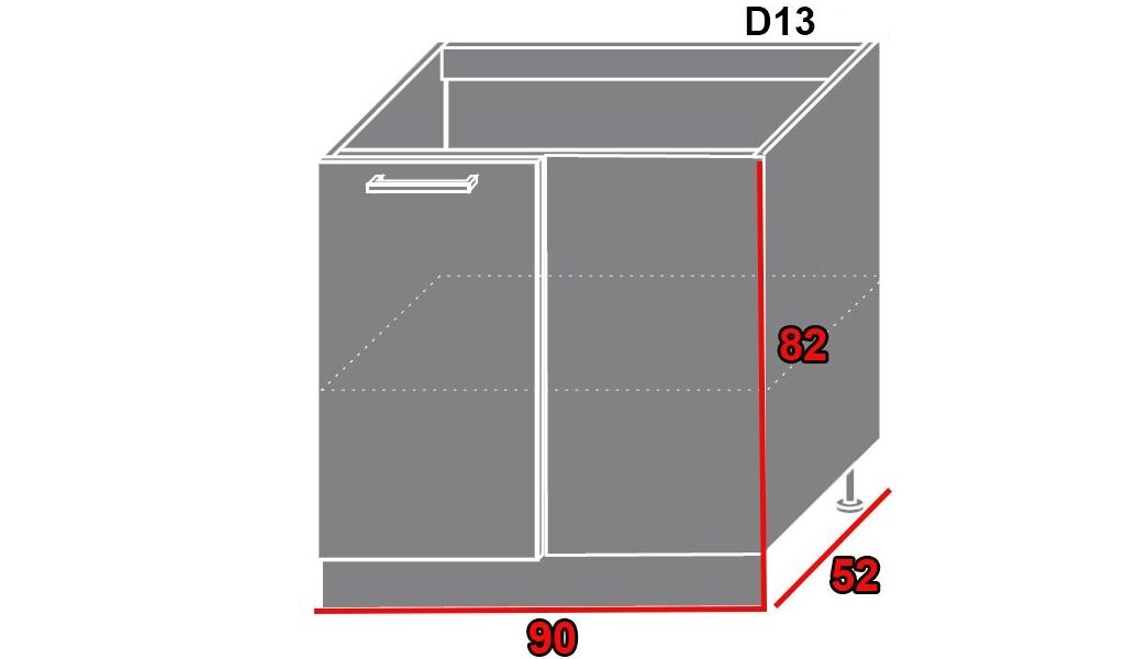 EXT Spodná kuchynská skrinka Pescara D13 U FAREBNÉ PREVEDENIE KORPUSU: Grey, FAREBNÉ PREVEDENIE DVIEROK ICA: ICA 0123