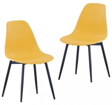 Jedálenská stolička 2 ks plast / kov Dekorhome Žltá,Jedálenská stolička 2 ks plast / kov Dekorhome Žltá