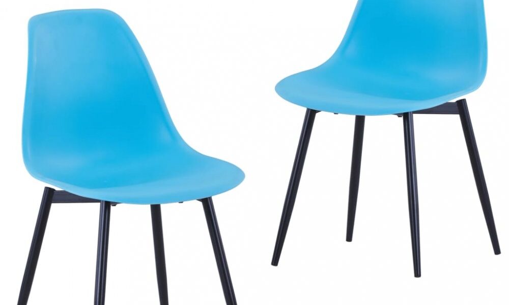 Jedálenská stolička 2 ks plast / kov Dekorhome Modrá,Jedálenská stolička 2 ks plast / kov Dekorhome Modrá