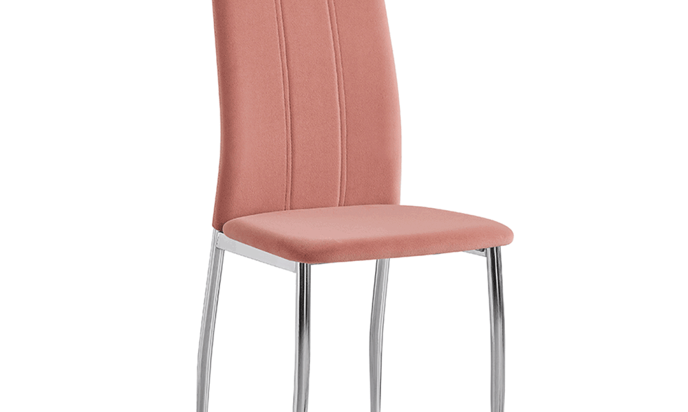 Jedálenská stolička OLIVA NEW látka / ekokoža / chróm Ružová,Jedálenská stolička OLIVA NEW látka / ekokoža / chróm Ružová
