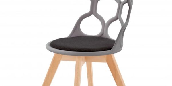 Jedálenská stolička K308 látka / PP / drevo Sivá / čierna,Jedálenská stolička K308 látka / PP / drevo Sivá / čierna