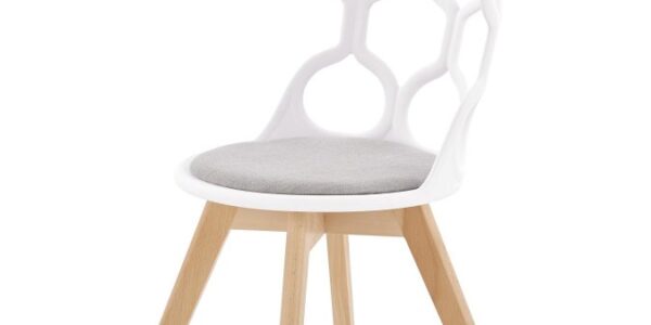 Jedálenská stolička K308 látka / PP / drevo Biela / sivá,Jedálenská stolička K308 látka / PP / drevo Biela / sivá