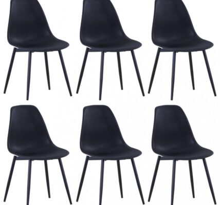 Jedálenská stolička 6 ks plast / kov Dekorhome Čierna,Jedálenská stolička 6 ks plast / kov Dekorhome Čierna