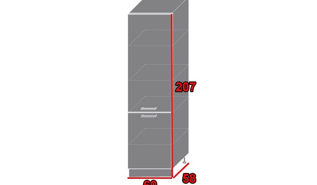 EXT Kuchynská skriňa Tivoli D14/DP/60/207 FAREBNÉ PREVEDENIE KORPUSU: Lava, FAREBNÉ PREVEDENIE DVIEROK ICA: RAL 9005