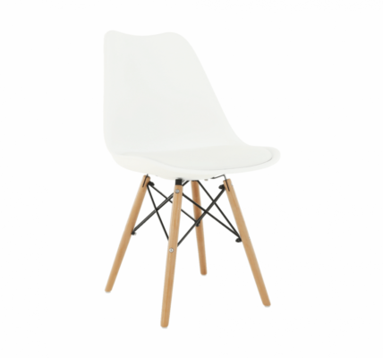 Jedálenská stolička KEMAL NEW ekokoža / plast / drevo Biela,Jedálenská stolička KEMAL NEW ekokoža / plast / drevo Biela