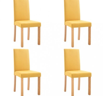 Jedálenská stolička 4 ks látka / kaučukovník Dekorhome Žltá,Jedálenská stolička 4 ks látka / kaučukovník Dekorhome Žltá