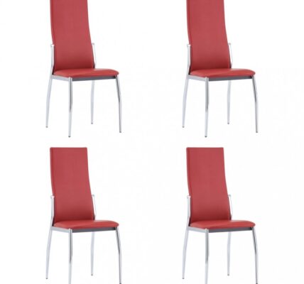 Jedálenská stolička 4 ks umelá koža Dekorhome Červená,Jedálenská stolička 4 ks umelá koža Dekorhome Červená