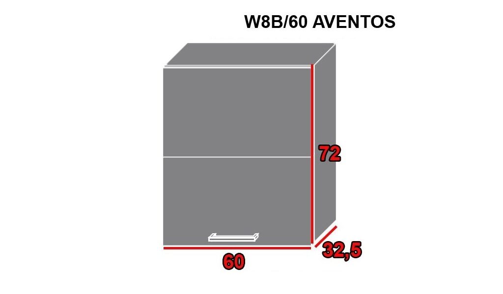 EXT Vrchná kuchynská skrinka Platinum W8B/60 AVENTOS FAREBNÉ PREVEDENIE DVIEROK PLATINUM: Vanilla, FAREBNÉ PREVEDENIE KORPUSU: Grey