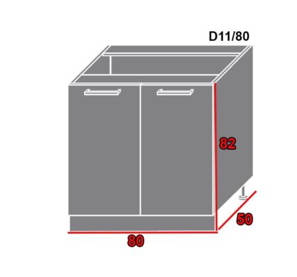 EXT Spodná kuchynská skrinka Tivoli D11/80 FAREBNÉ PREVEDENIE KORPUSU: Grey, FAREBNÉ PREVEDENIE DVIEROK ICA: ICA 0186